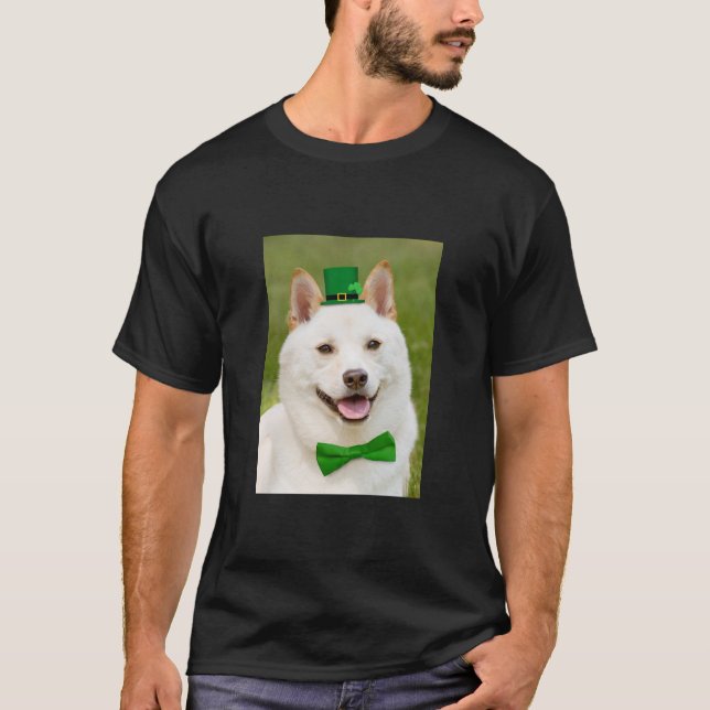 Camiseta Dia de São Patrício qualquer cão Shiba Inu (Frente)