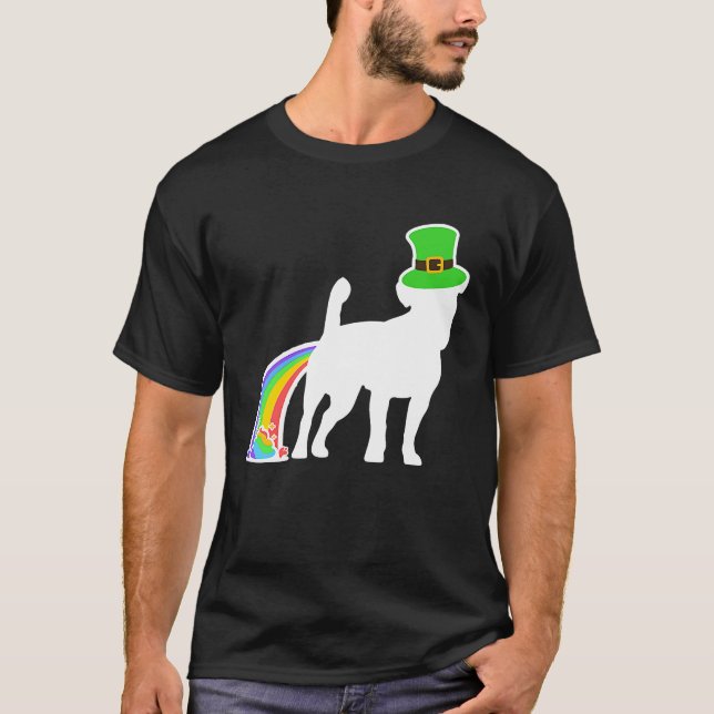 Camiseta Dia de São Patrício Rainbow Dog Jackshund (Frente)