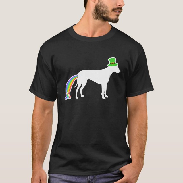 Camiseta Dia de São Patrício Rainbow Dog Ridgeback (Frente)