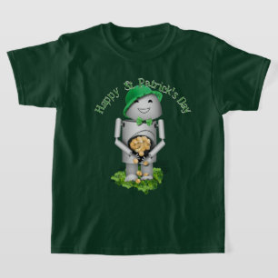 Camiseta Dia de São Patrício Robo-x9 Com Pote de Ouro