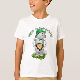 Camiseta Dia de São Patrício Robo-x9 Com Pote de Ouro