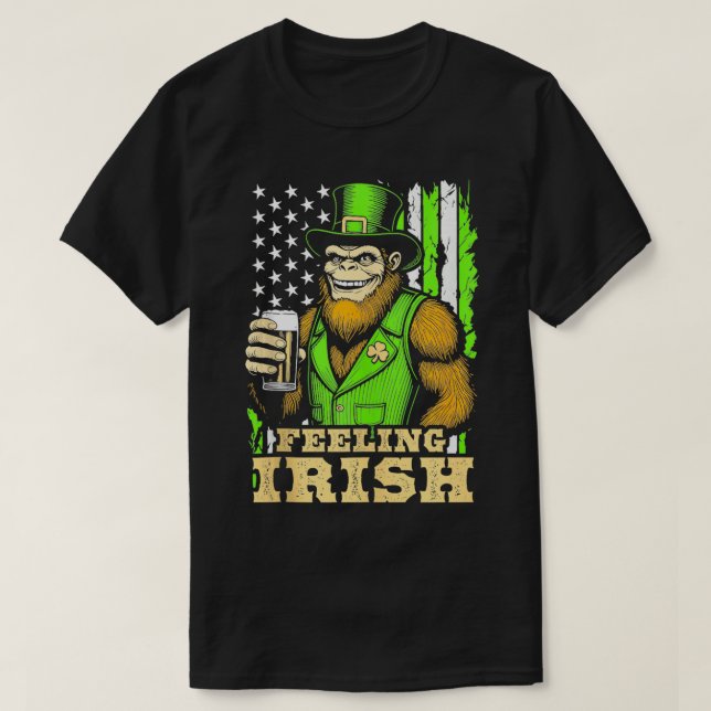 Camiseta Dia de São Patrício Sentindo Bela Engraçada Irland (Frente do Design)