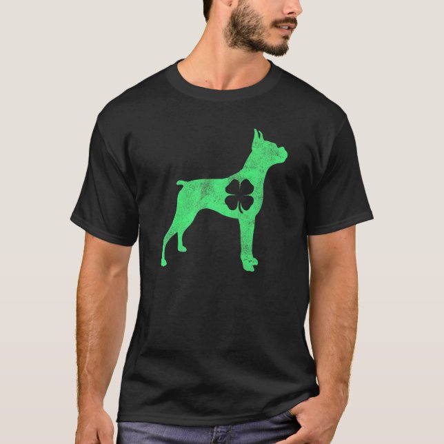 Camiseta Dia de São Patrício Shamrock Boxer Cão Verde Irlan (Frente)
