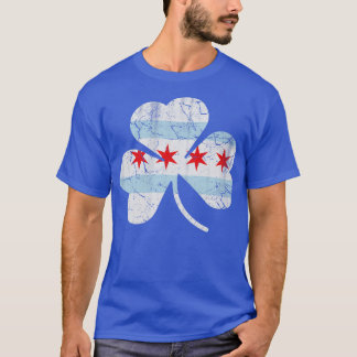 Camiseta Dia de São Patrício Shamrock da Irish Chicago Flag
