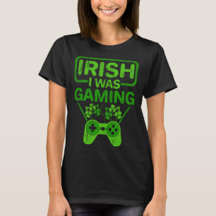 Camiseta Dia de São Patrício Shamrock Gaming Video Gamer Ru