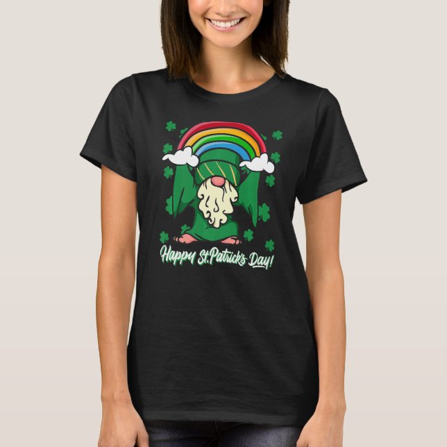 Camiseta Dia de São Patrício Shamrock Gnome Shenanigans Com (Frente)