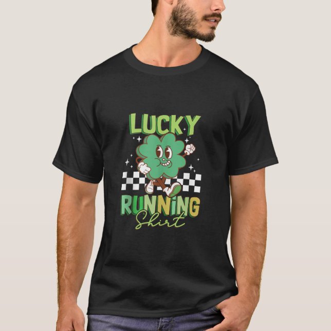 Camiseta Dia de São Patrício Shamrock Lucky Runner Funny Ru (Frente)