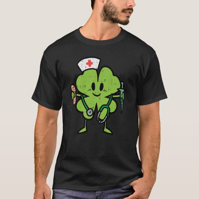 Camiseta Dia de São Patrício Shamrock Nurse Santo Paddys Sc (Frente)