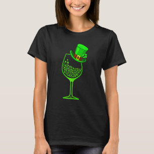 Camiseta Dia de São Patrício Shamrock Wine Glass Wens Mens