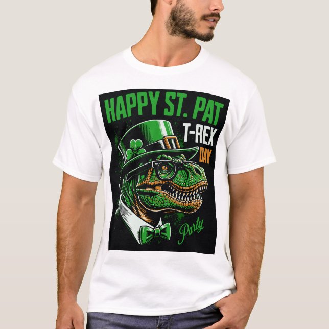 Camiseta Dia de São Patrício T-rex (Frente)