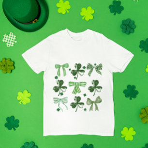 Camiseta Dia de São Patrício Trevo Sortudo e Laço