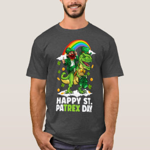 Camiseta Dia de São Patrício Trex Dino Leprechaun Beer T Re