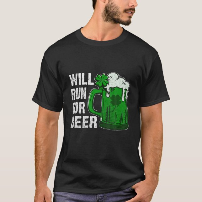 Camiseta Dia de São Patrício Vai Correr Para Beer Irish Sha (Frente)