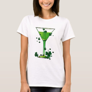 Camiseta Dia de São Patrício Verde Coquetel e Leprechaun