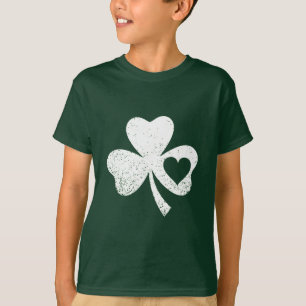 Camiseta Dia de São Patrício Verde Coração de Trevo Irlandê