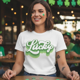 Camiseta Dia de São Patrício Verde E Branco Da Sorte
