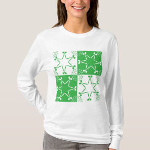 Camiseta Dia de São Patrício Verde Estrela de Trevo Geométr