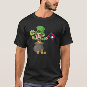 Camiseta Dia de São Patrício Verde Irlandês Laos Lao Bandei
