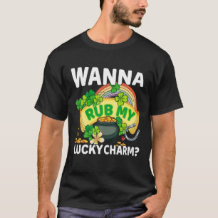 Camiseta Dia de São Patrício Wanna Rub My Lucky Charm