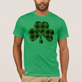 Camiseta Dia de São Patrício, xadrez verde irlandês trevo