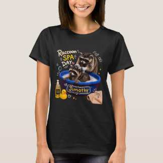 Camiseta Dia de Spa do Guaxinim Jimothy Banho de Espuma Fof