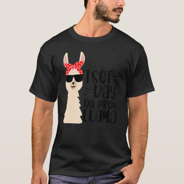 Camiseta Dia de Teste Sem Prob Lama Llama Dia de Teste do P (Frente)