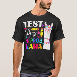 Camiseta Dia de Teste Sem Prob Llama Engraçado Professor T