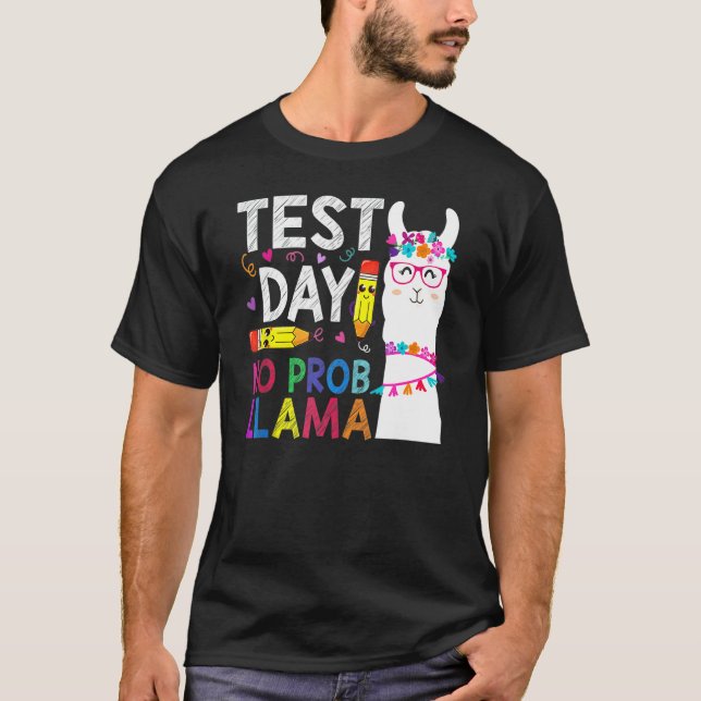 Camiseta Dia de Teste Sem Prob-Llama Llama Dia de Teste do  (Frente)
