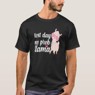 Camiseta Dia de Teste Sem Prob Llama Mulheres Estudantes Te