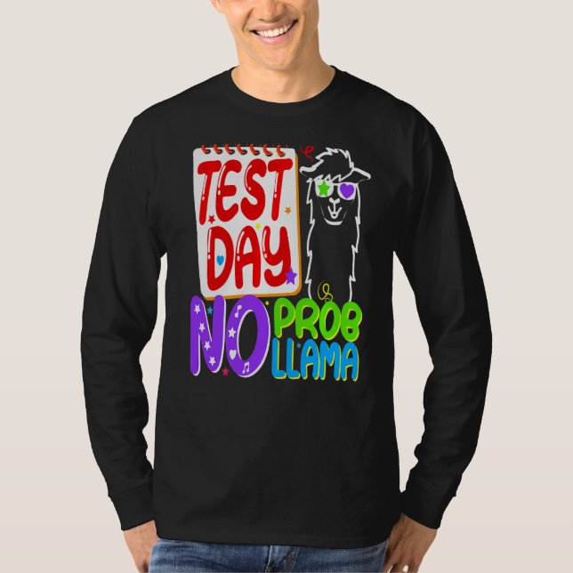 Camiseta Dia de Teste Sem Prob Llama Professor Dia de Teste (Frente)