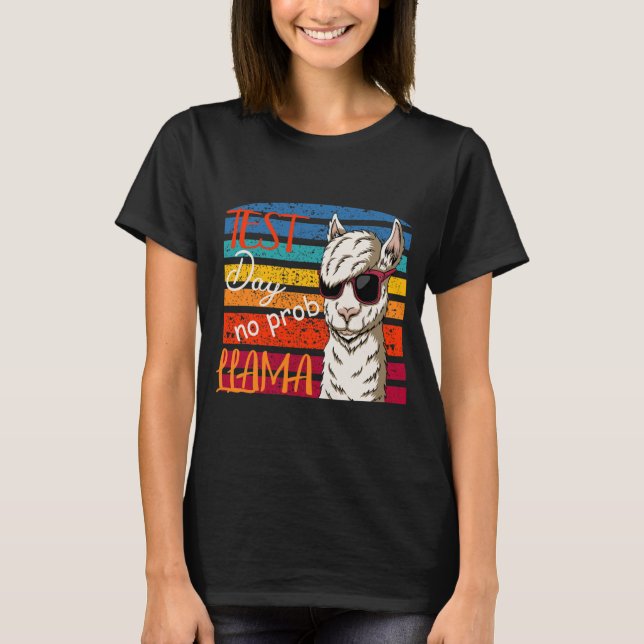 Camiseta Dia de Teste Sem Prob Llama Professor Piada (Frente)