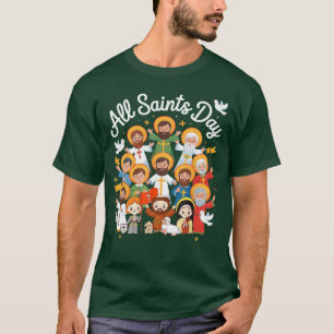 Camiseta Dia de Todos os Santos Crianças Católicas St Franc