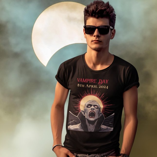 Camiseta Dia de Vampiro do Eclipse Solar Total (Criador carregado)