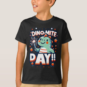 Camiseta Dia Dino-Mite das Crianças - Dinossauro Festivo e 
