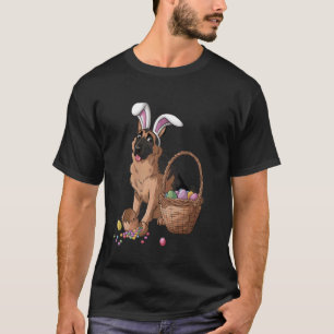 Camiseta Dia Divertido de Páscoa Pastor Alemão Orelhas de C