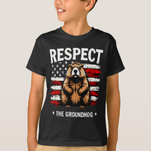 Camiseta Dia Divertido do Groundhog, Respeite a Bandeira Vi