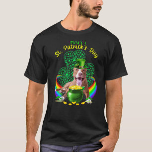 Camiseta Dia Divertido e Feliz de São Patrício Pit Bull Cha