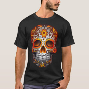 Camiseta Dia do Açúcar do Morto Caveira Floral Esqueleto Ca