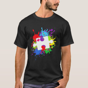 Camiseta Dia do Autismo Cores de Splash Conscientização do