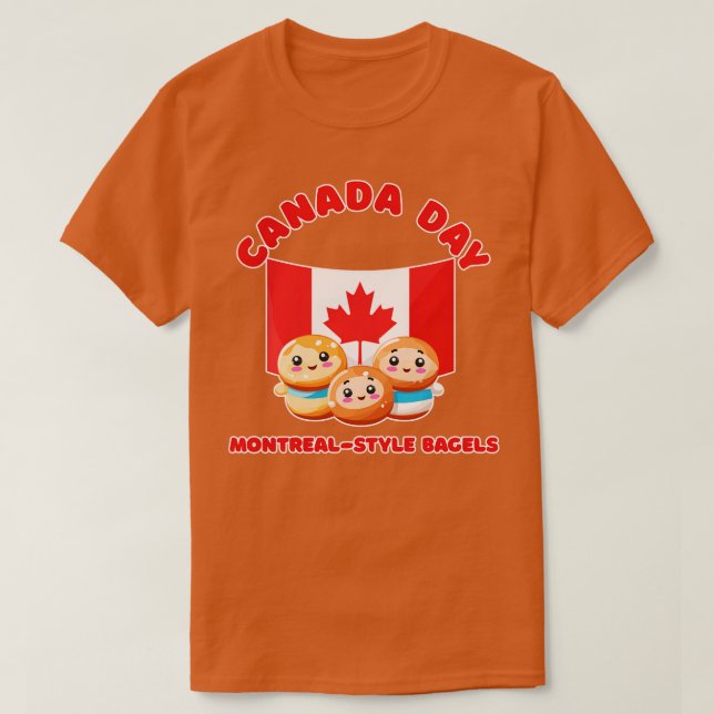 Camiseta Dia do Canadá Engraçado Kawaii MontrealStyle Bagel (Frente do Design)