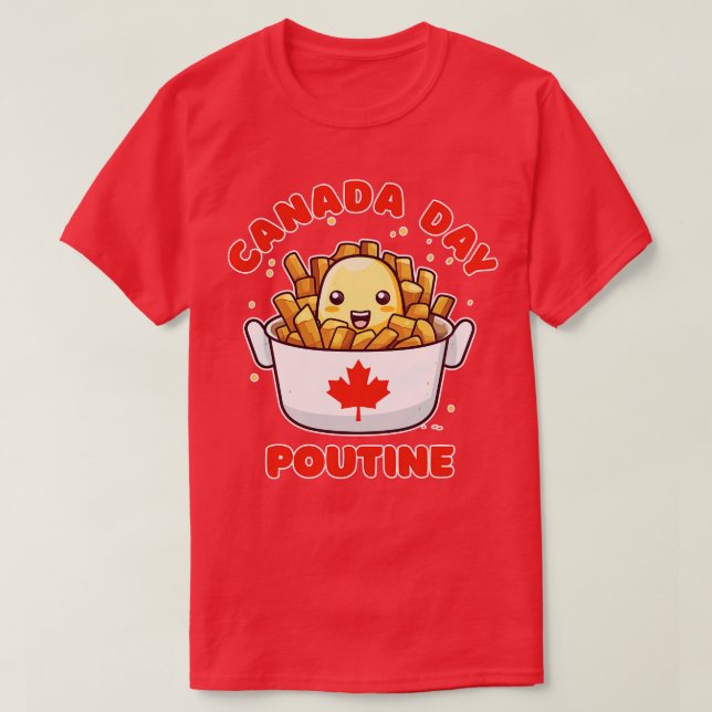 Camiseta Dia do Canadá Engraçado Kawaii Poutine (Frente do Design)
