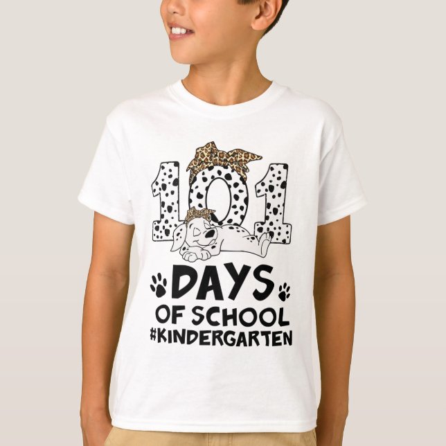 Camiseta Dia Do Cão Dalmaciano Na Escola 100 Dias De Jardim (Frente)