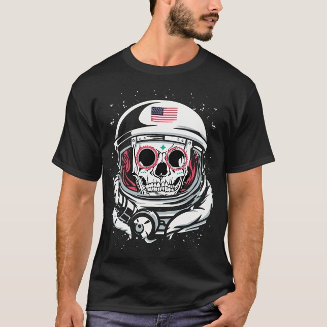 Camiseta Dia do Capacete do Astronauta Americano dos Mortos (Frente)