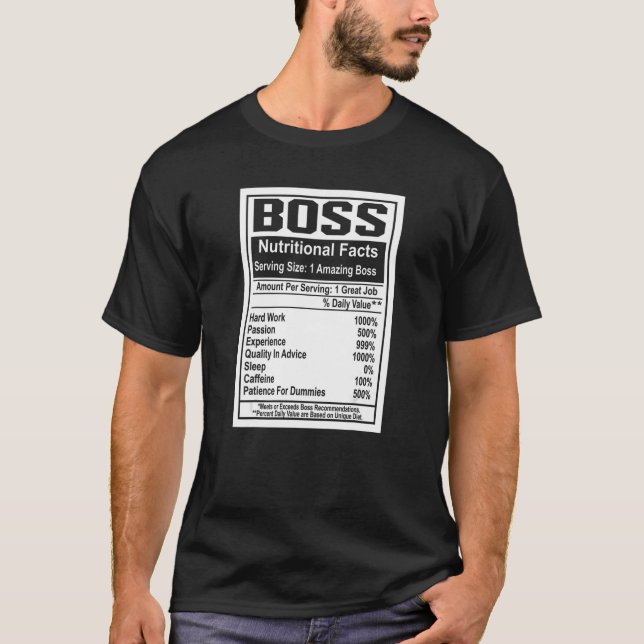 Camiseta Dia do Chefe Fatos Nutricionais Incríveis Trabalho (Frente)