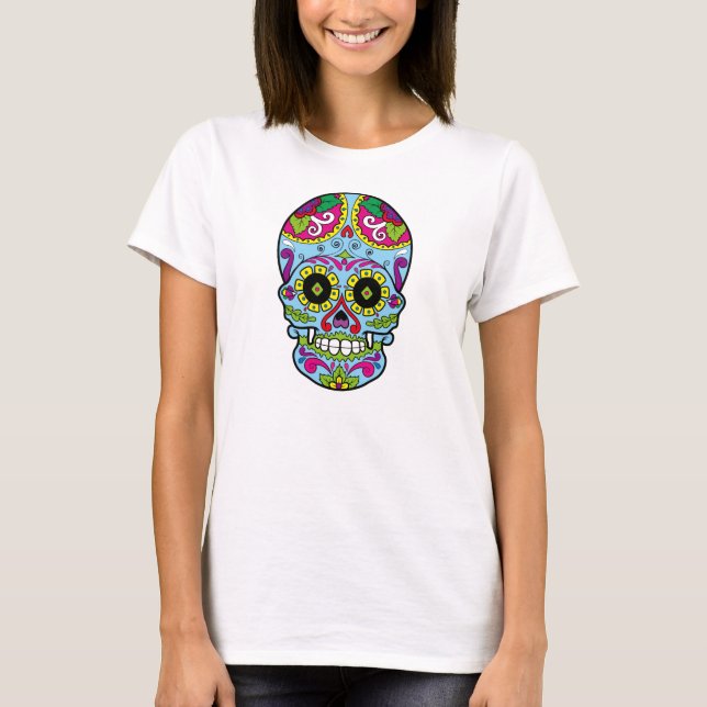 Camiseta Dia do crânio do açúcar morto Dia de los Muertos (Frente)