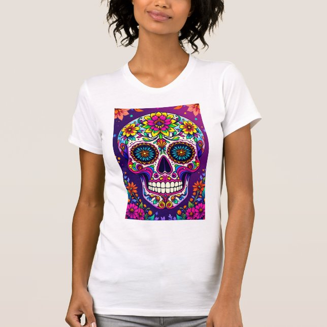 Camiseta Dia do Crânio do Açúcar Morto Feriado Mexicano (Frente)