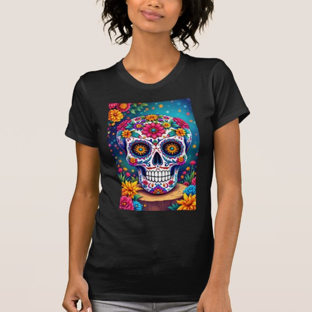 Camiseta Dia do Crânio do Açúcar Morto Feriado Mexicano (Frente)
