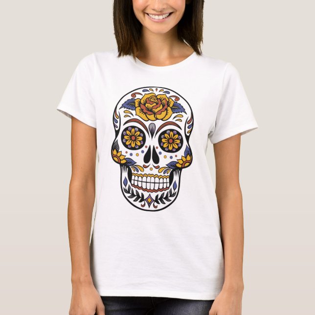 Camiseta Dia do crânio mexicano dos mortos (Frente)