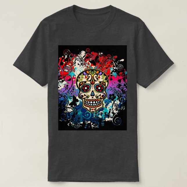Camiseta Dia do Crânio Mexicano dos Mortos Dias de Açúcar (Frente do Design)