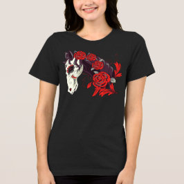 Camiseta Dia do Esqueleto do Cavalo Morto com Rosas